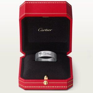 Platinum C de Cartier wedding ring, 5 mm width, 1 diamond, 59MM (US 8 3/4)